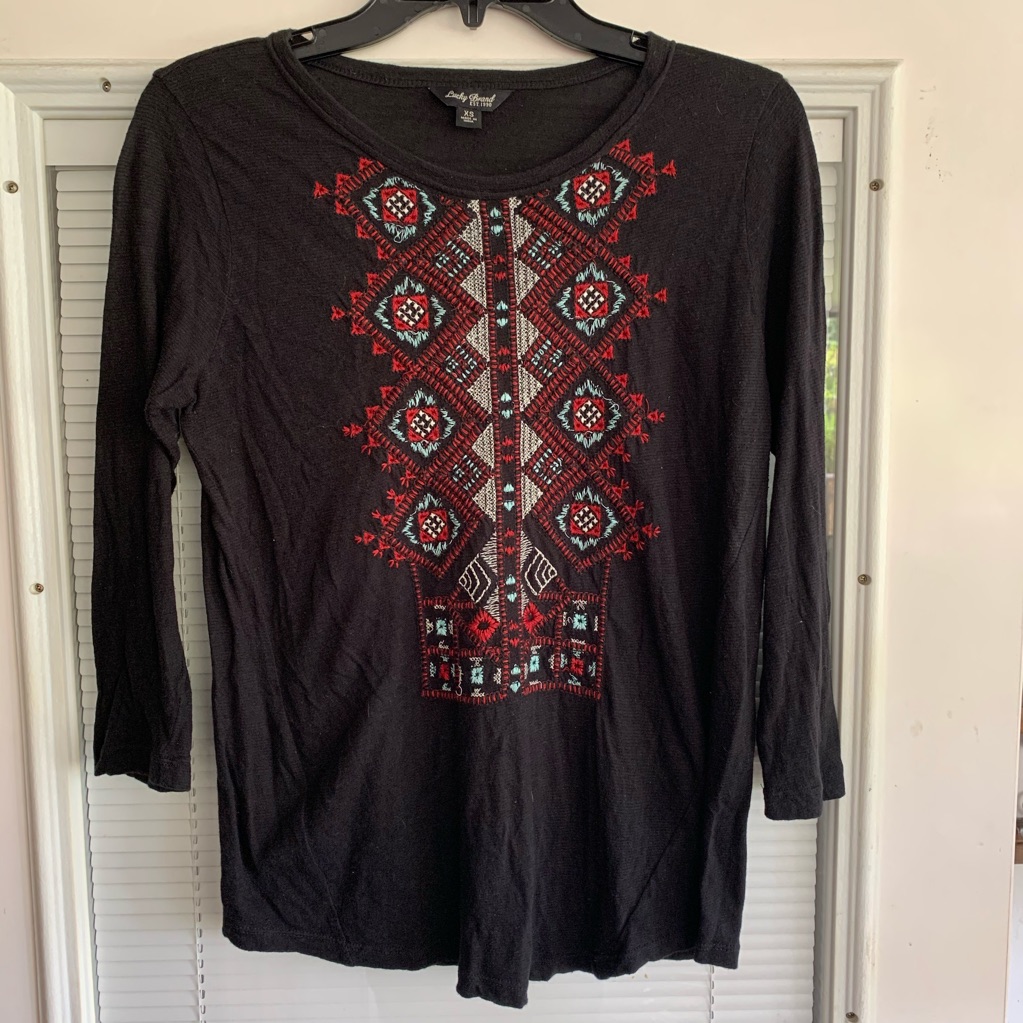 Lucky Brand Embroidered Front Top Lucky Brand Embroidered Front Top